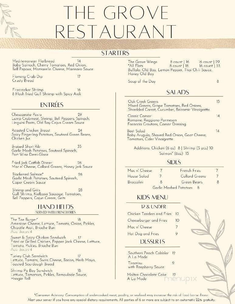 The Grove Restaurant - Upper Marlboro, MD menu_pic