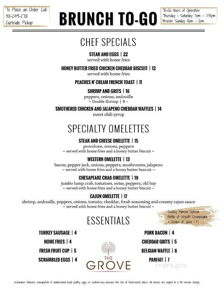 The Grove Restaurant - Upper Marlboro, MD menu_pic