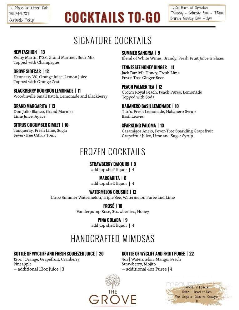 The Grove Restaurant - Upper Marlboro, MD menu_pic