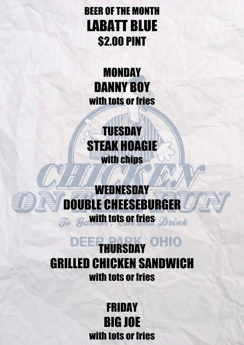 Chicken On The Run - Cincinnati, OH menu_pic