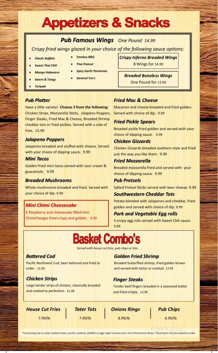 The Pub Tavern - Kennewick, WA menu_pic