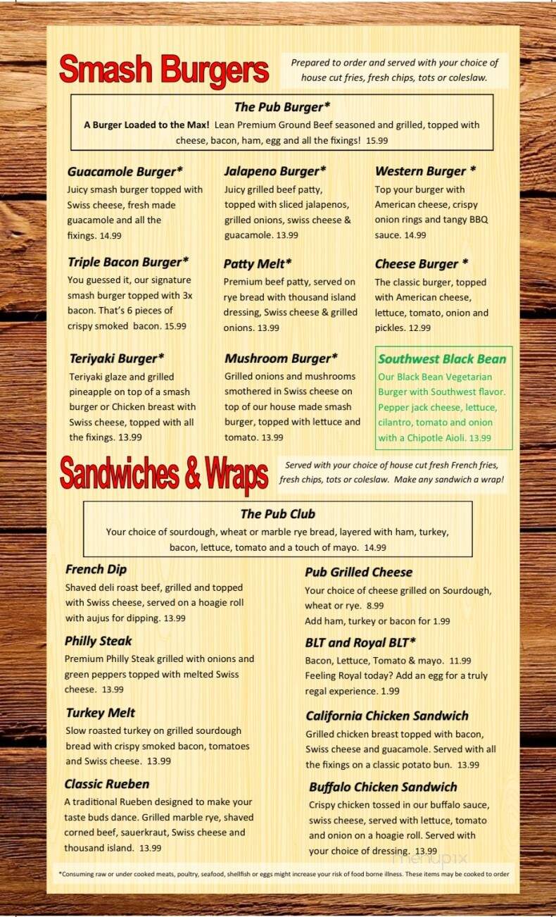 The Pub Tavern - Kennewick, WA menu_pic