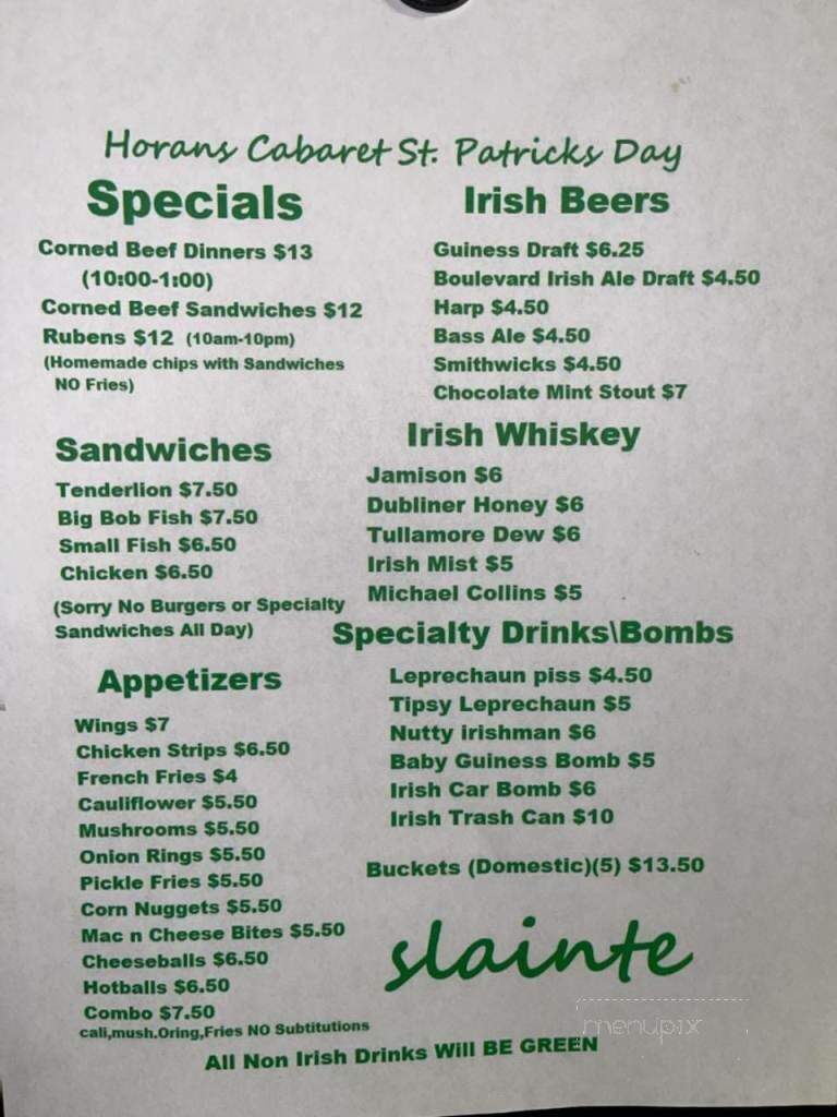 Cabaret - Fort Madison, IA menu_pic