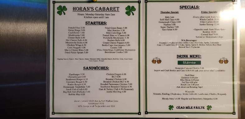 Cabaret - Fort Madison, IA menu_pic