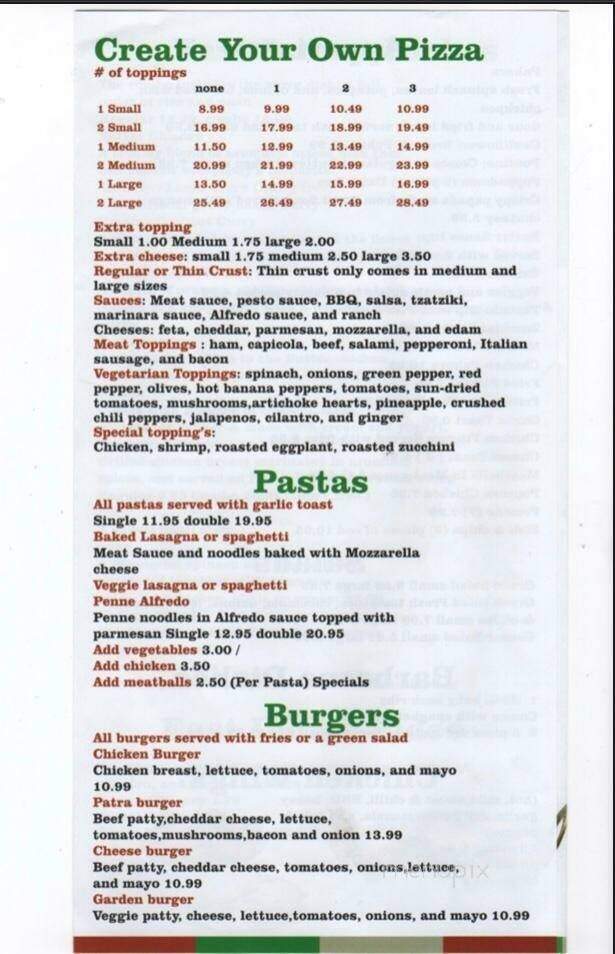 Patra 2 For 1 Pizza - Gibsons, BC menu_pic