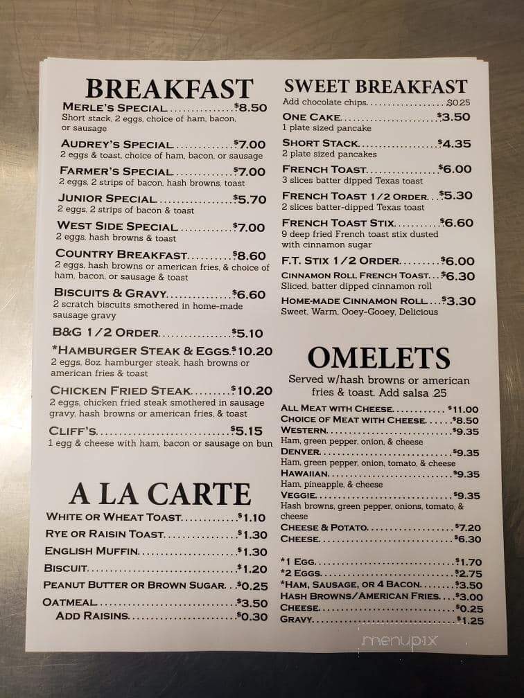 A & M Cafe - Grinnell, IA menu_pic