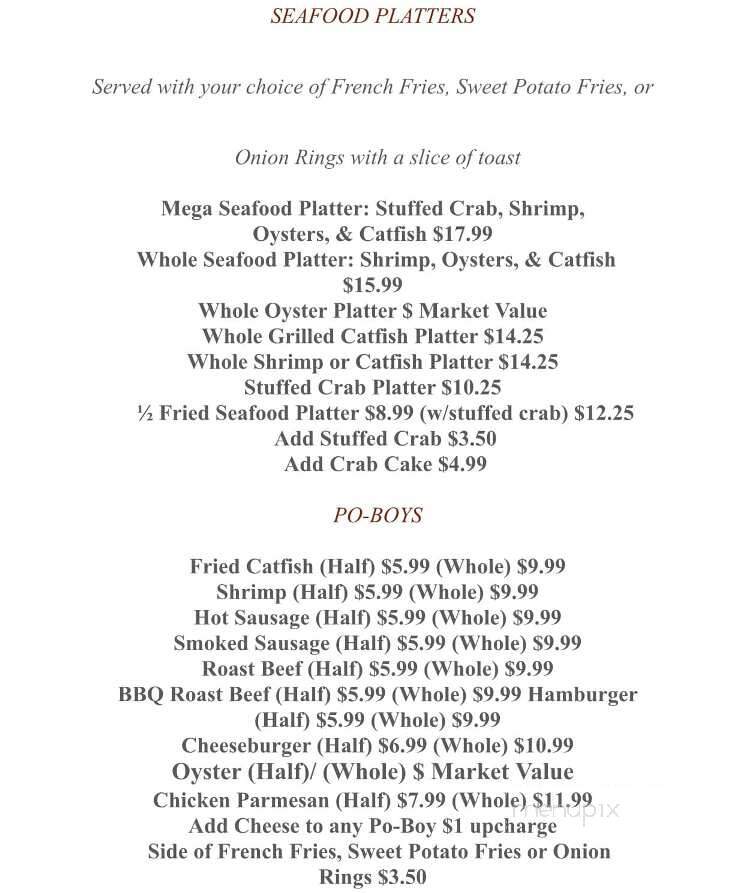 Two Sisters Creole Kitchen - Picayune, MS menu_pic