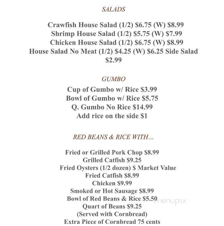 Two Sisters Creole Kitchen - Picayune, MS menu_pic