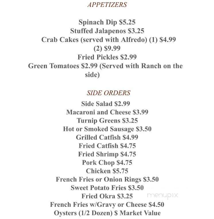 Two Sisters Creole Kitchen - Picayune, MS menu_pic