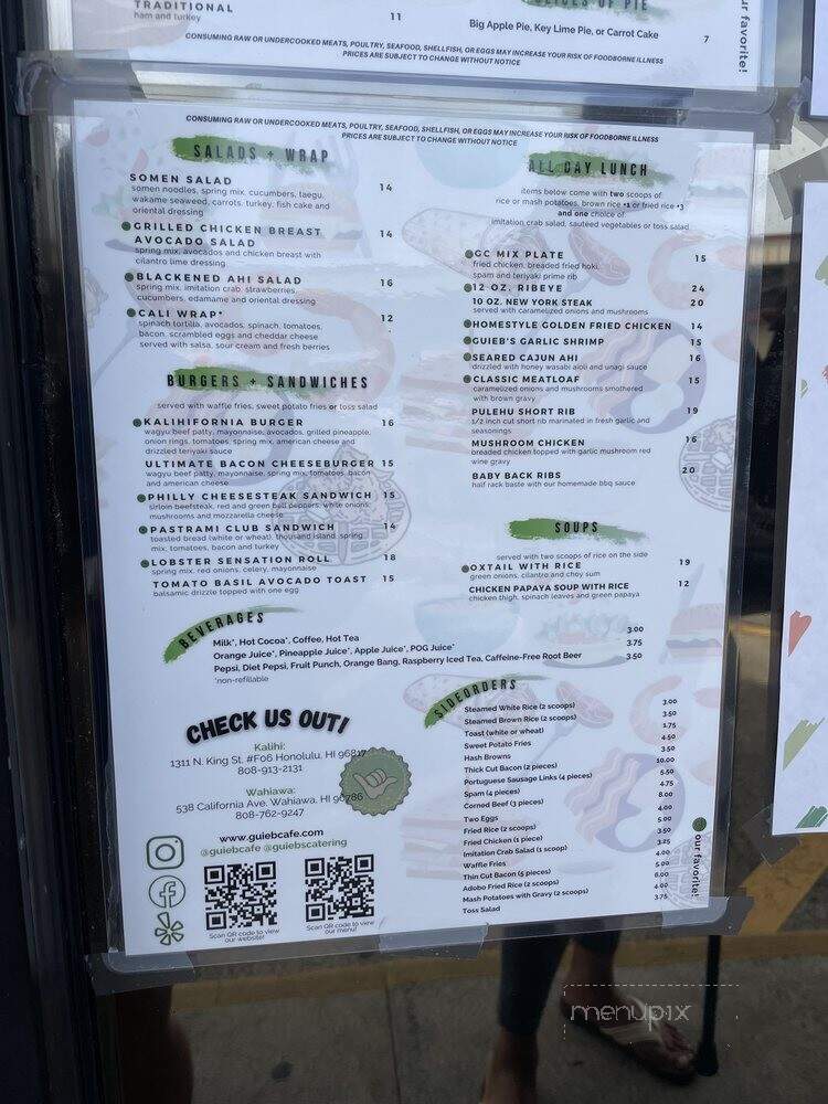 Guieb Cafe - Aiea, HI menu_pic