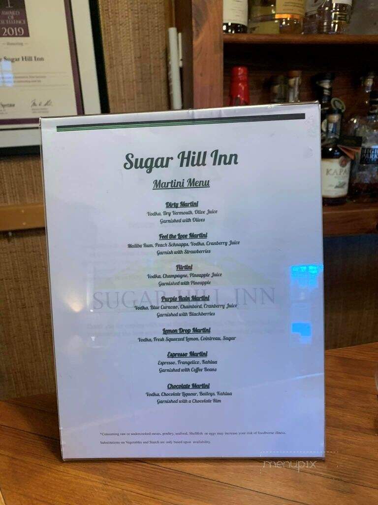 Sugar Hill Inn - Sugar Hill, NH menu_pic