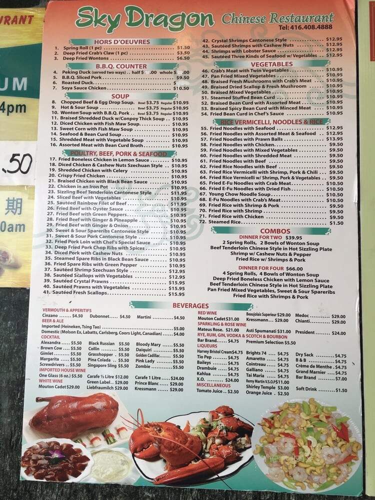 Sky discount dragon menu