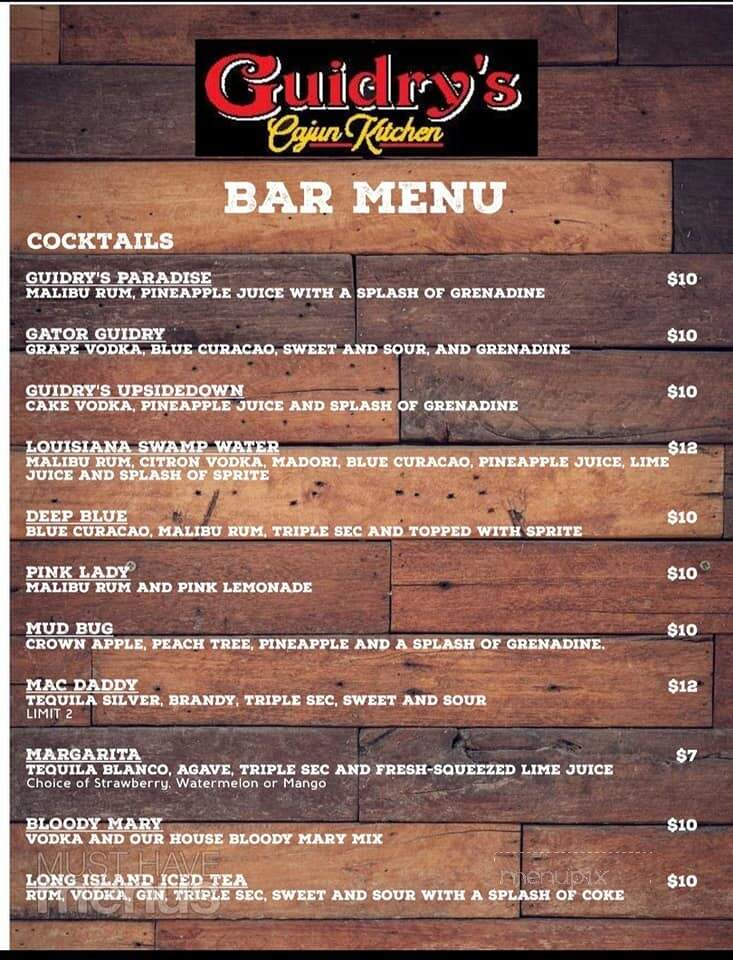 Guidry's Cruisin Cajun Crwfsh - Deer Park, TX menu_pic