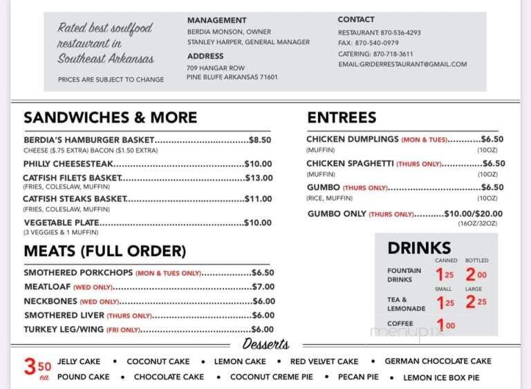 Grider Field Restaurant - Pine Bluff, AR menu_pic