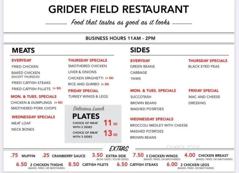 Grider Field Restaurant - Pine Bluff, AR menu_pic
