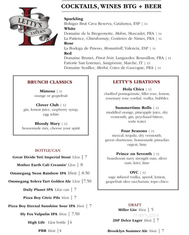 Letty's Tavern - Kennett Square, PA menu_pic