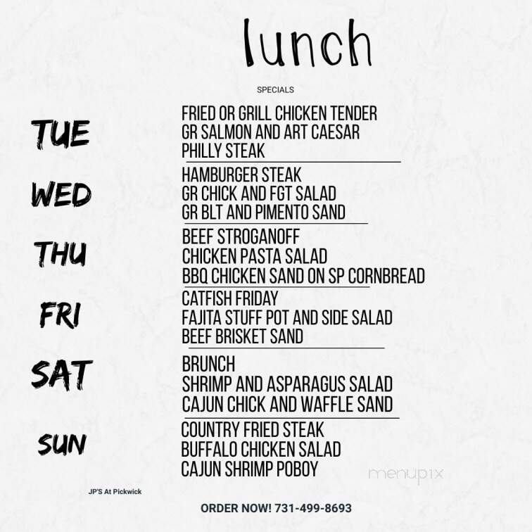 JP's at Pickwick - Counce, TN menu_pic