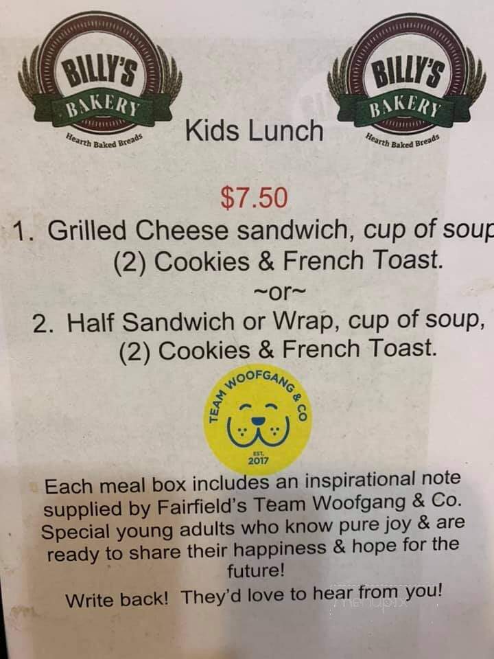 Billy's Bakery - Fairfield, CT menu_pic