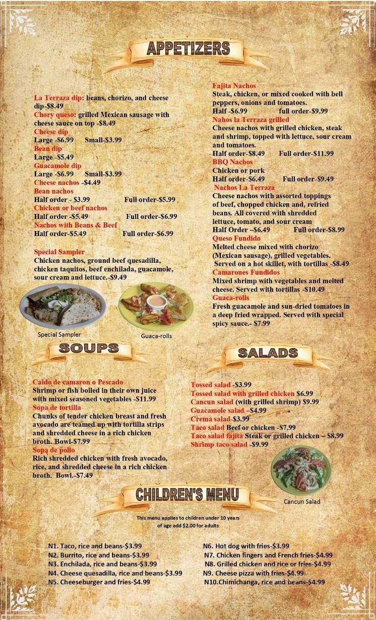 La Terraza - Starkville, MS menu_pic