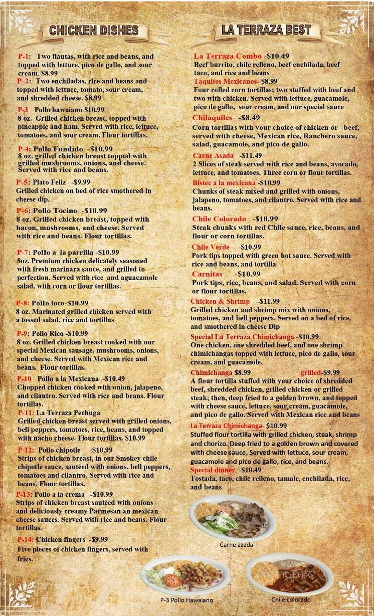 La Terraza - Starkville, MS menu_pic