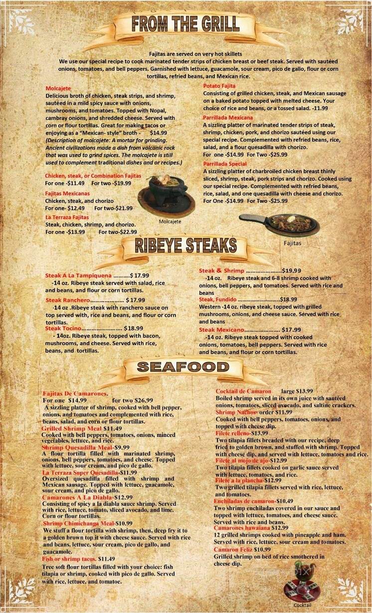 La Terraza - Starkville, MS menu_pic