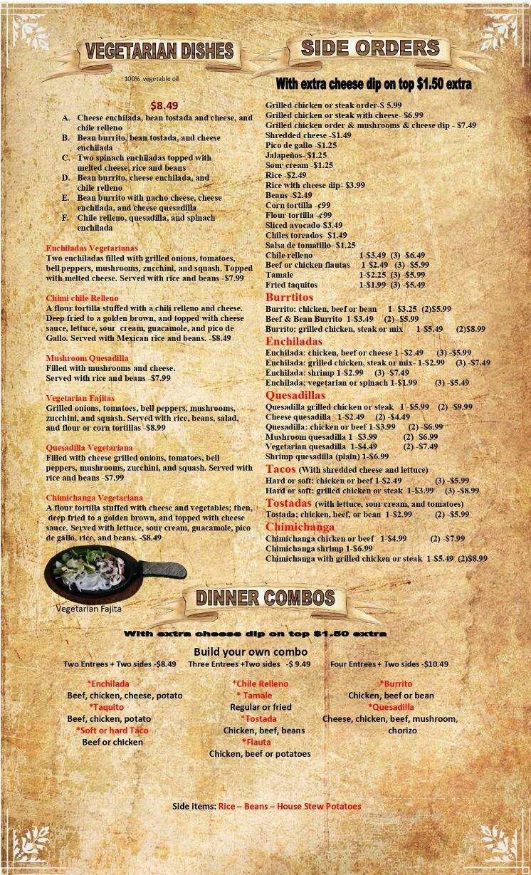 La Terraza - Starkville, MS menu_pic