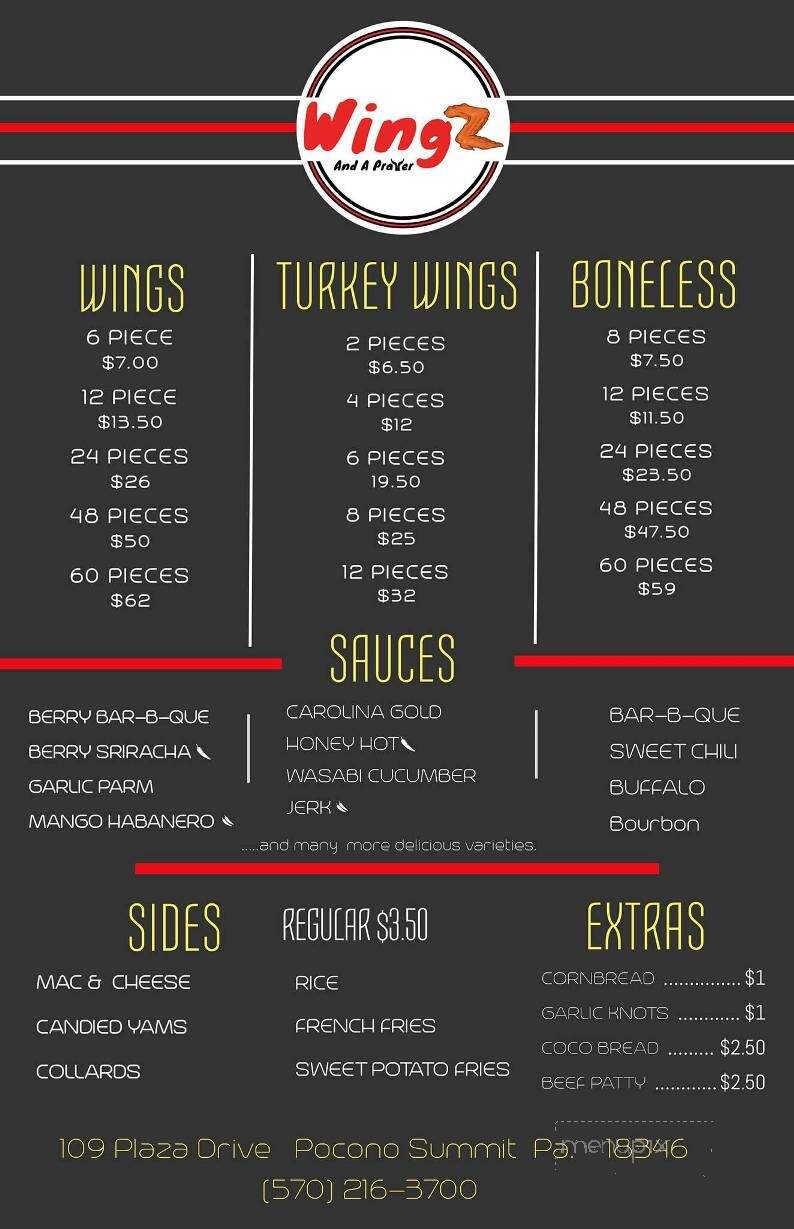 Wingz and a Prayer - Pocono Summit, PA menu_pic