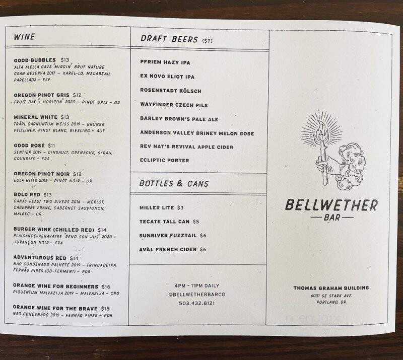Bellwether Bar - Portland, OR menu_pic