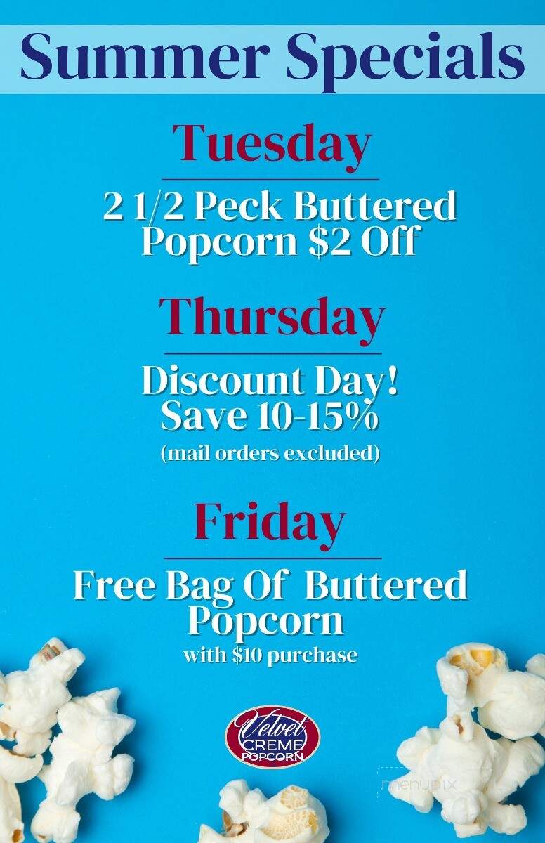 Velvet Creme Popcorn - Westwood, KS menu_pic