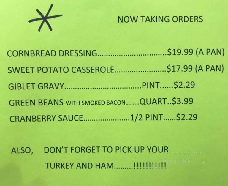 Burge's Hickory Smoked Turkeys - Lewisville, AR menu_pic