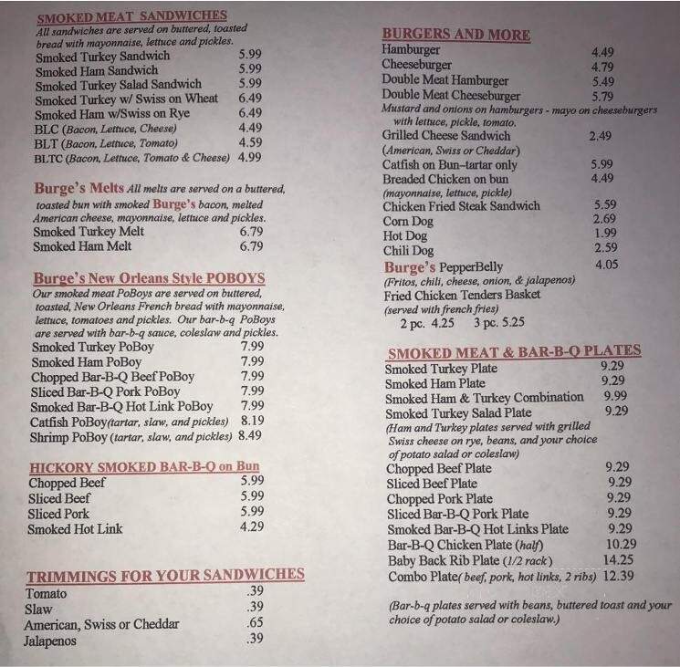 Burge's Hickory Smoked Turkeys - Lewisville, AR menu_pic
