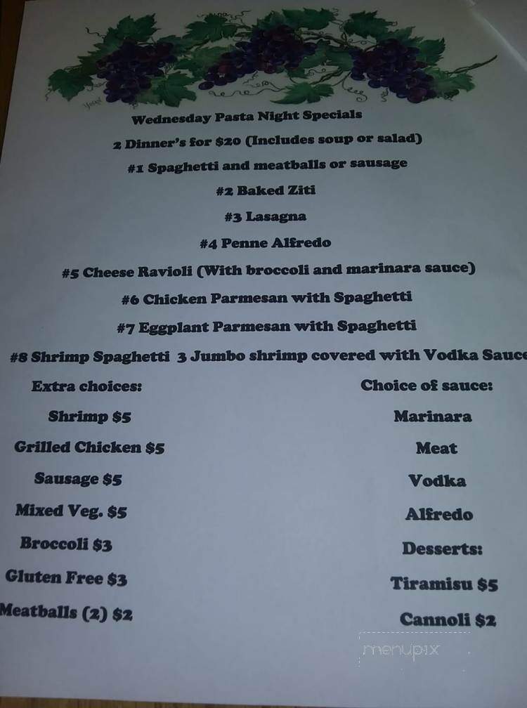 Italian Terrace - Milton, PA menu_pic