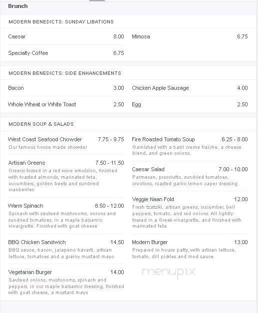 Modern Cafe - Nanaimo, BC menu_pic