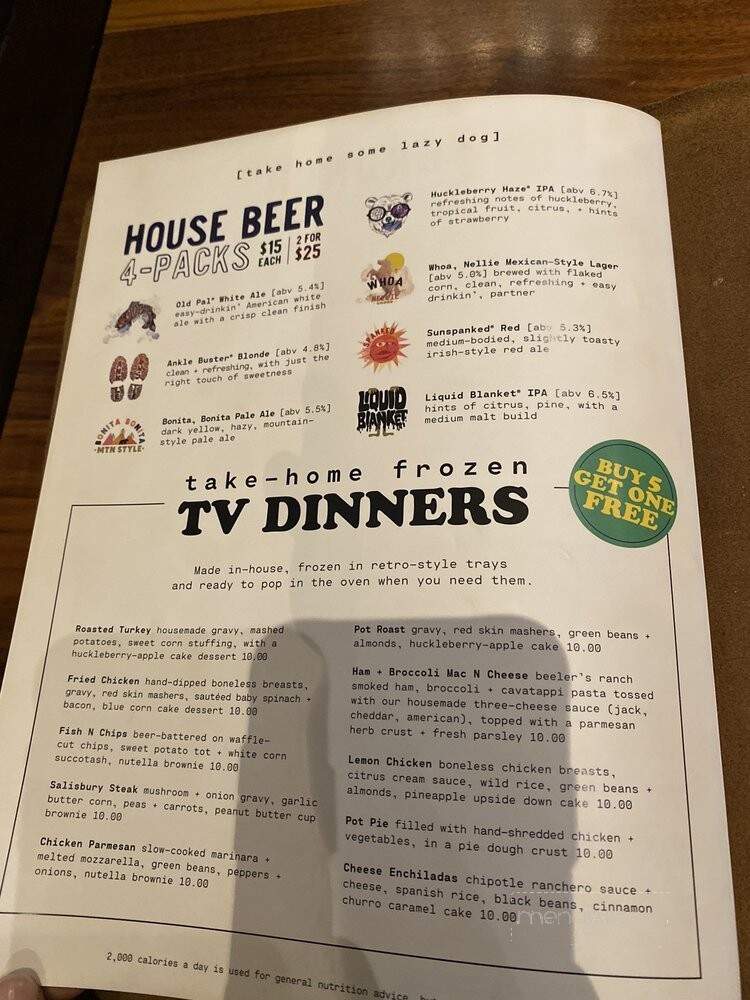 Lazy Dog Restaurant & Bar - Roseville, CA menu_pic