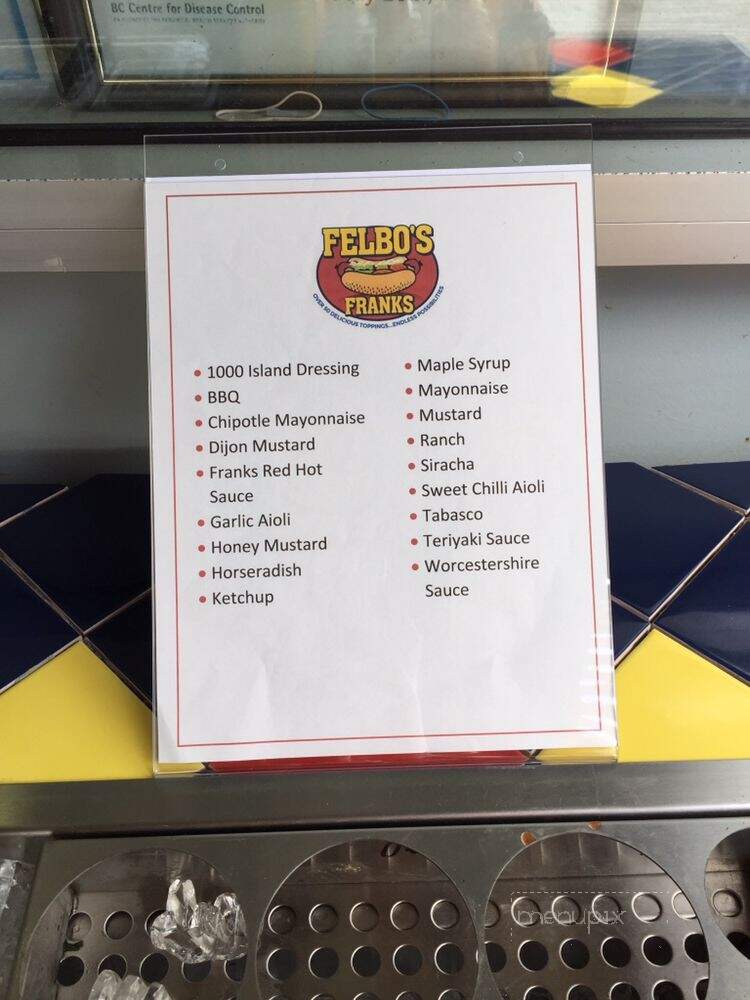 Felbo's Franks - West Vancouver, BC menu_pic