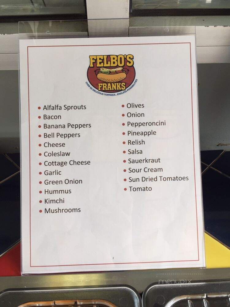 Felbo's Franks - West Vancouver, BC menu_pic
