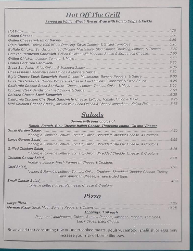 Rip Van Winkles' Pub - Easton, PA menu_pic