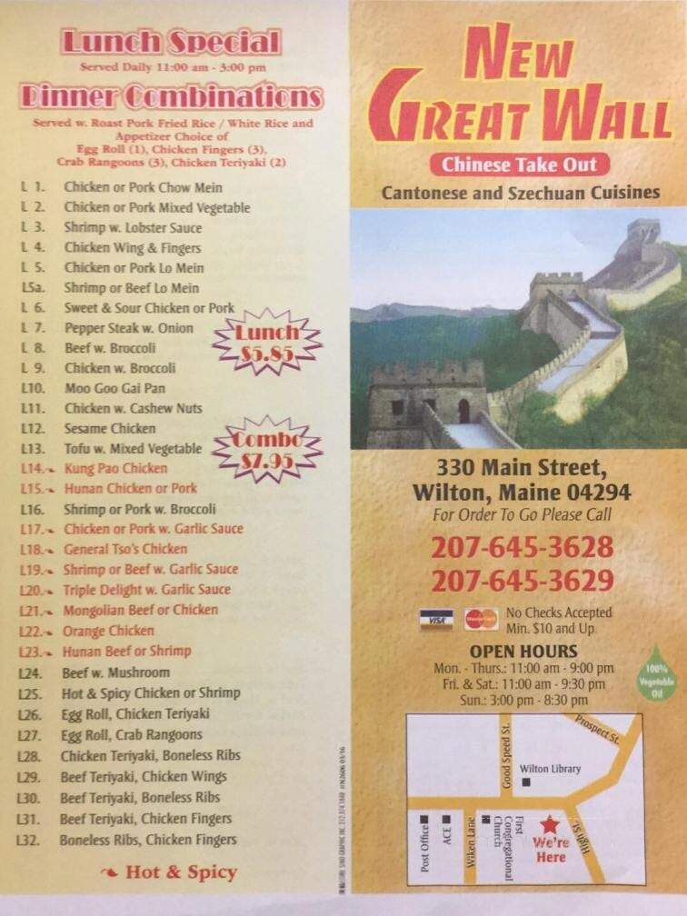New Great Wall - Wilton, ME menu_pic