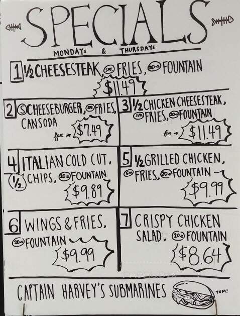 Captain Harvey's Submarines - Dundalk, MD menu_pic