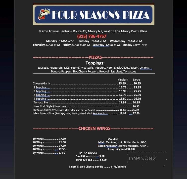 Four Seasons Pizza - Marcy, NY menu_pic