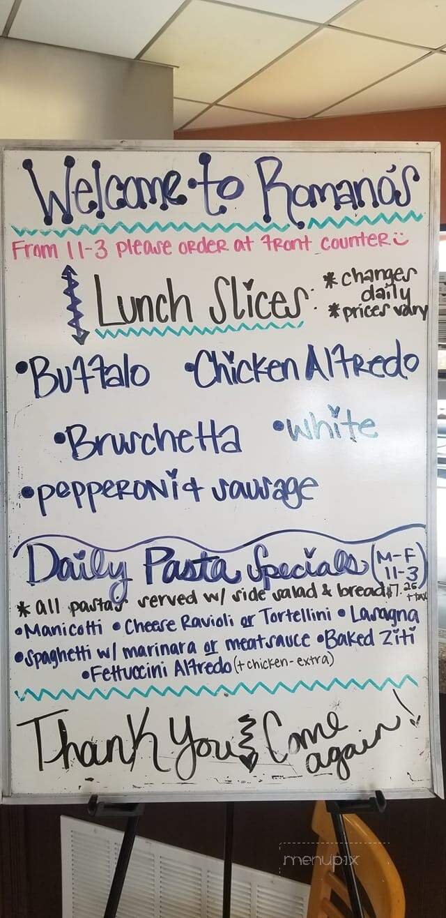 Romano's Pizza Italian Restaurant - Concord, NC menu_pic