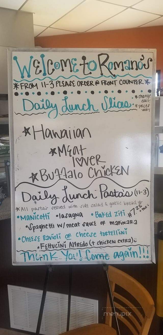 Romano's Pizza Italian Restaurant - Concord, NC menu_pic