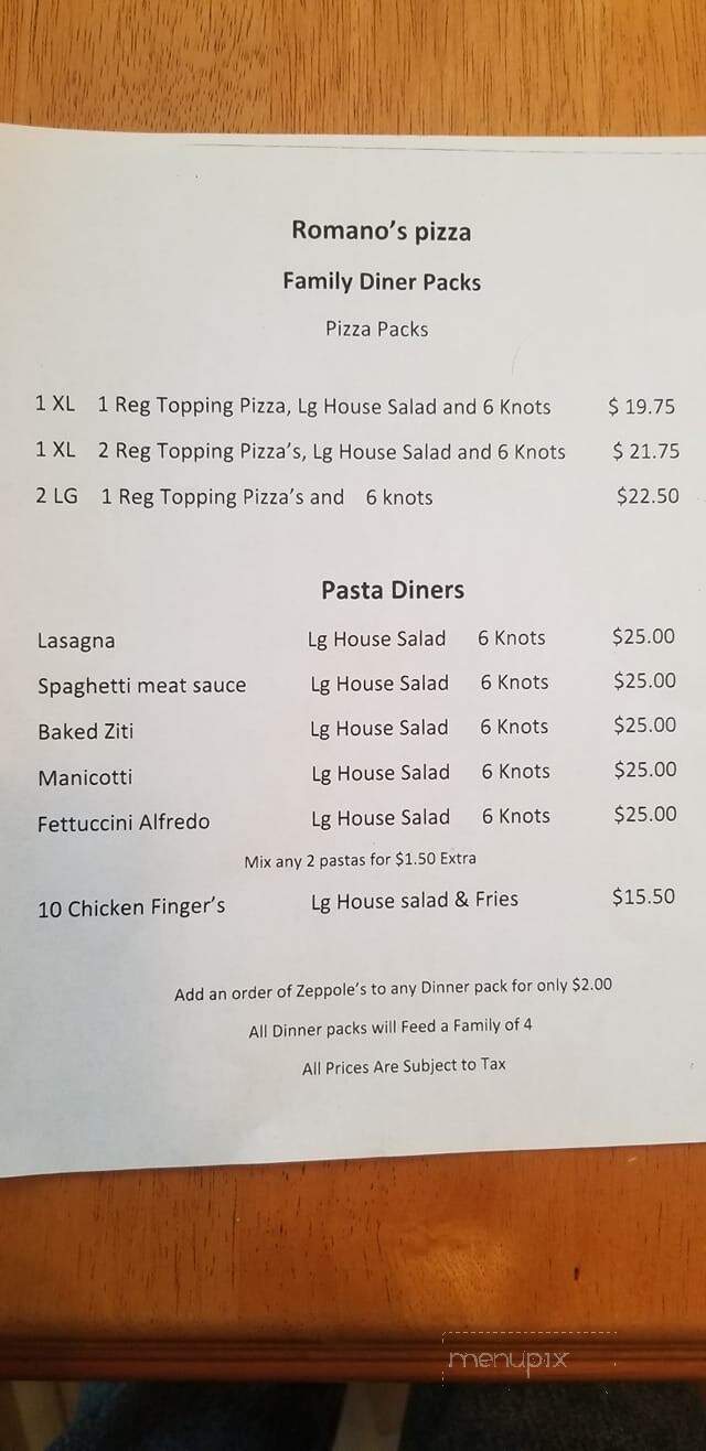 Romano's Pizza Italian Restaurant - Concord, NC menu_pic