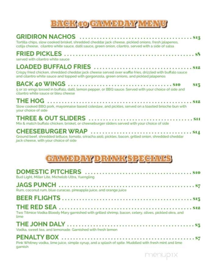 The Back 40 Urban Fresh - St Johns, FL menu_pic