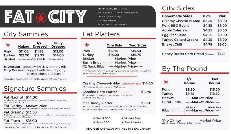 Fat City Barbecue - Horseheads, NY menu_pic