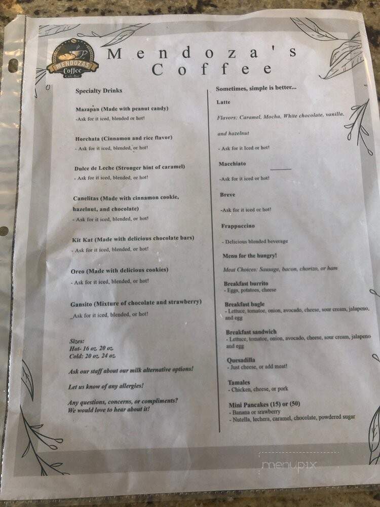 Mendoza's Coffee - Sun Valley, NV menu_pic