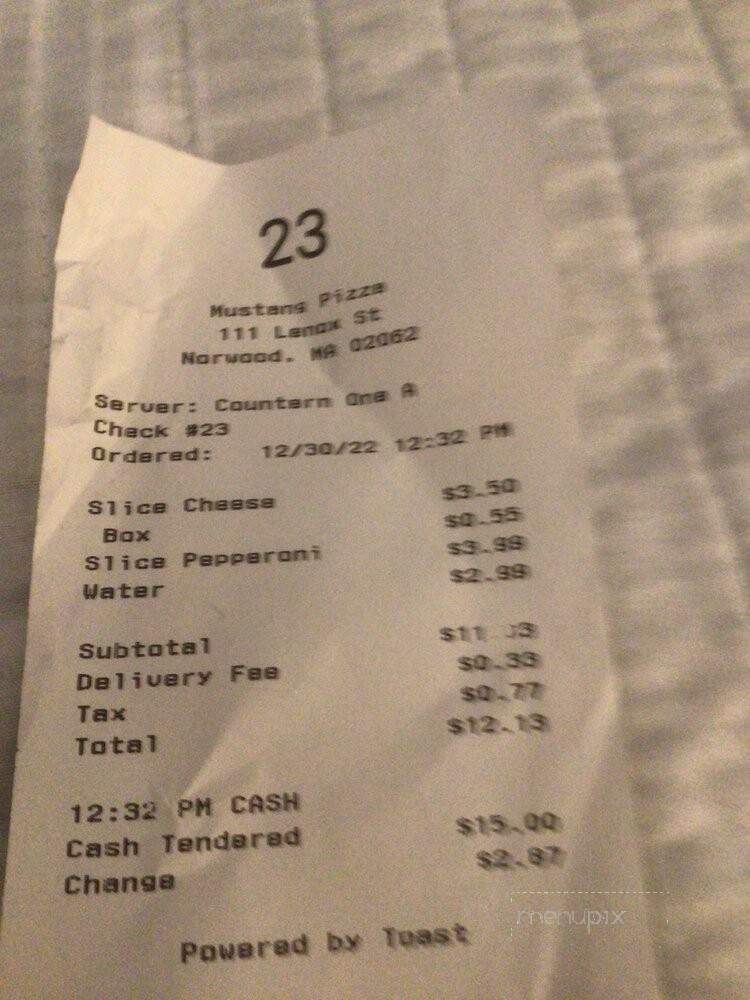 Mustang Pizza - Norwood, MA menu_pic