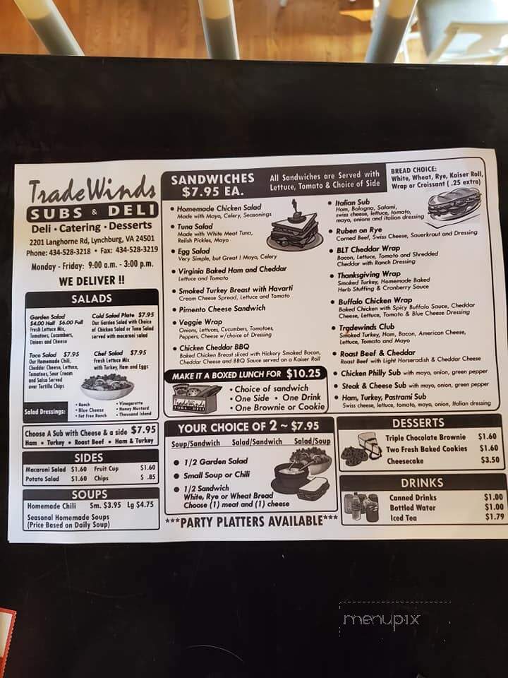TradeWinds Cafe - Lynchburg, VA menu_pic