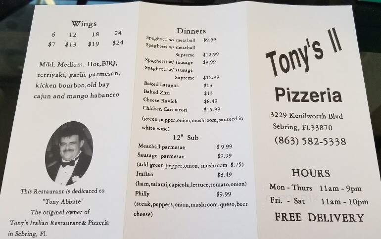 Tony's Italian Restaurant - Sebring, FL