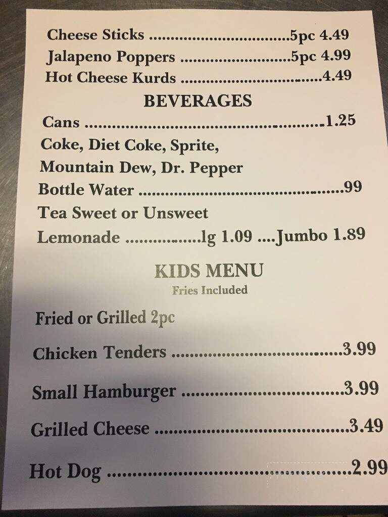 Front Porch - Gordon, GA menu_pic